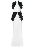 Christian Siriano Contrast Ruffles Gown - White