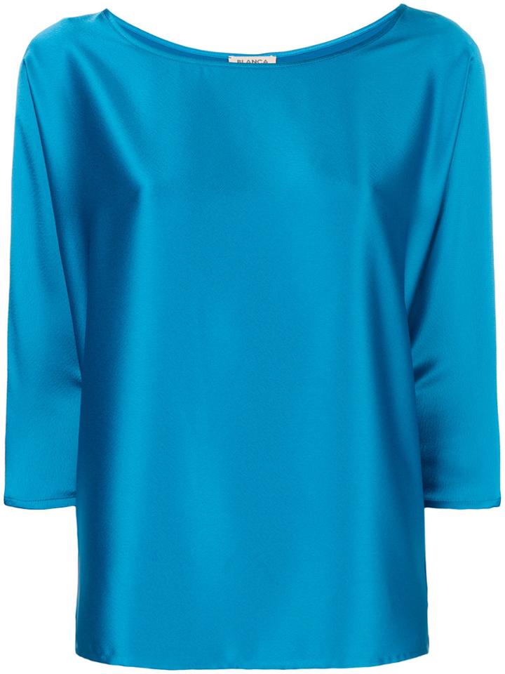Blanca Boat Neck Blouse - Blue