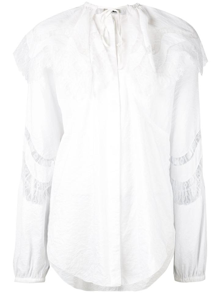 Nina Ricci - Lace Cape Collar Blouse - Women - Viscose - 34, White, Viscose