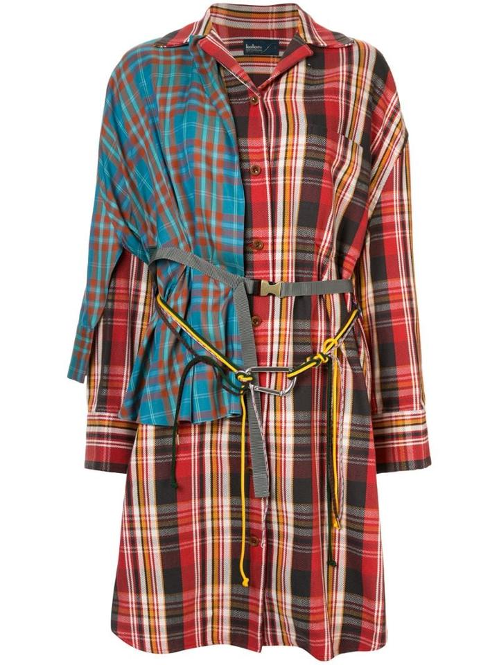 Kolor Multipanel Harness Check Shirt - Red