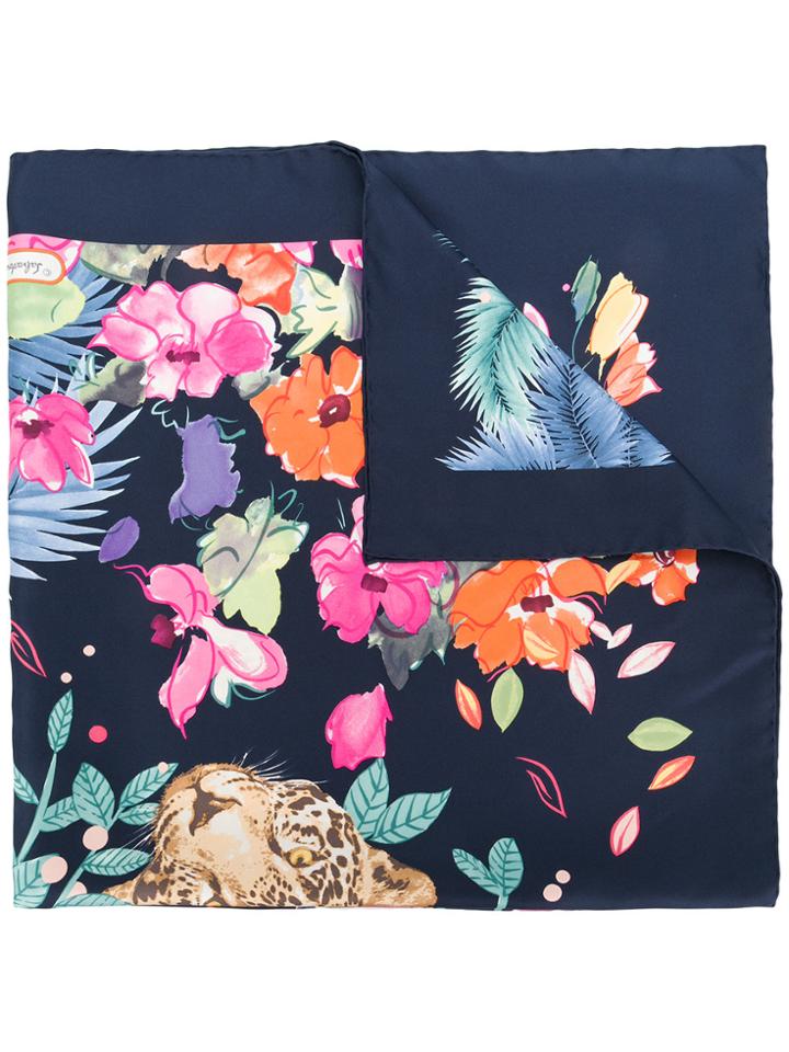 Salvatore Ferragamo Jungle Print Scarf - Blue