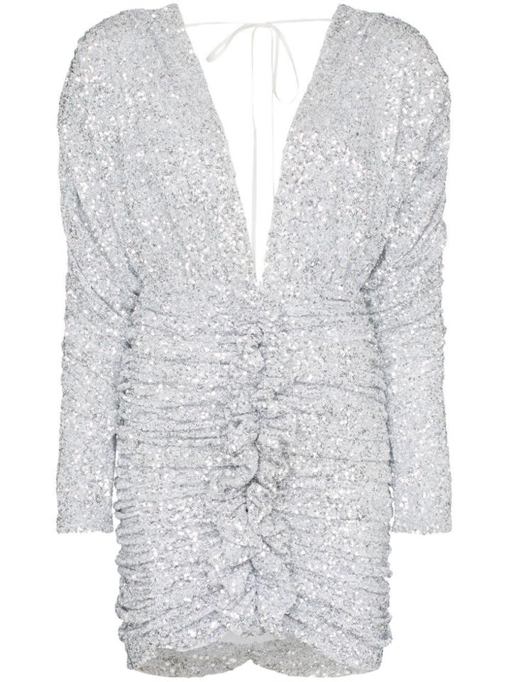 Attico Sequin-embellished Ruched Mini-dress - Metallic
