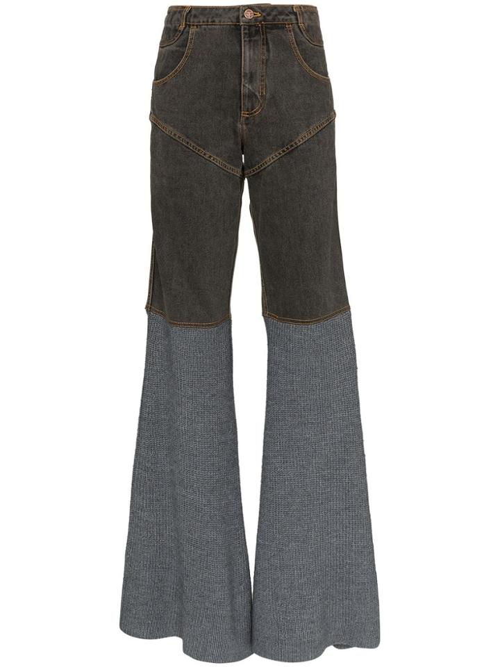 Telfar Contrast Panel Flared Jeans - Grey
