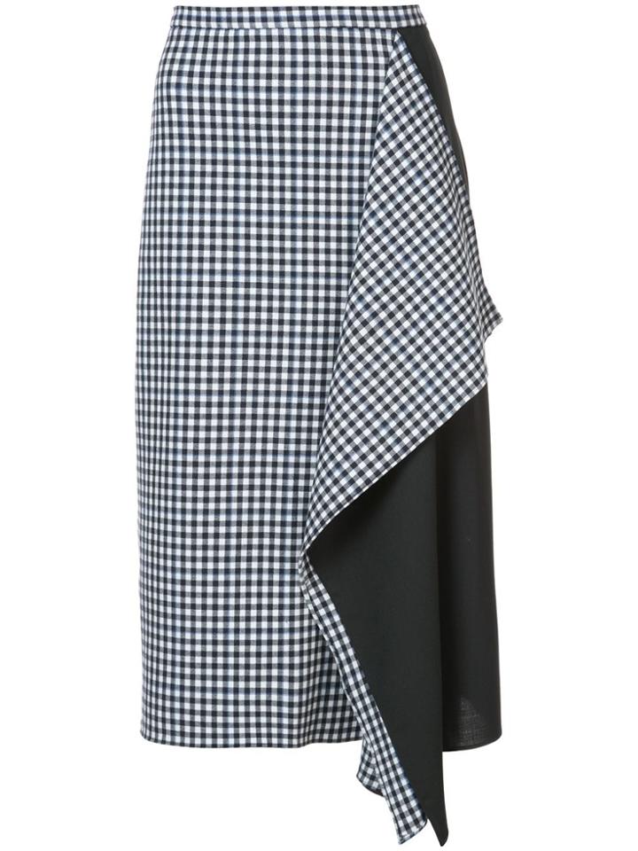 Tibi Gingham Asymmetric Skirt - Black