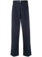 Federico Curradi Straight Leg Belted Trousers With Pleats - Blue
