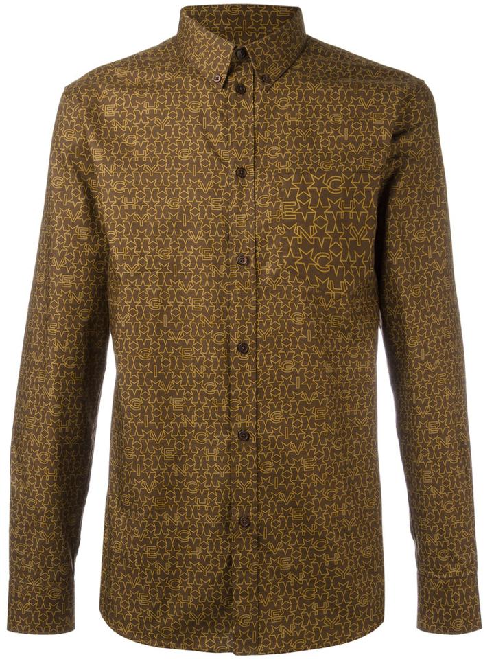 Givenchy Logo Print Shirt, Men's, Size: 40, Brown, Cotton