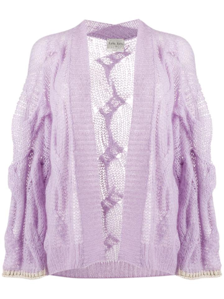 Forte Forte Loose-fit Cable Knit Cardigan - Purple