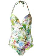 Blue Man Floral Print Swimsuit, Women's, Size: G, Lyocell