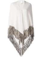 Agnona Fringed Knitted Poncho, Women's, Nude/neutrals, Cashmere/lamb Skin