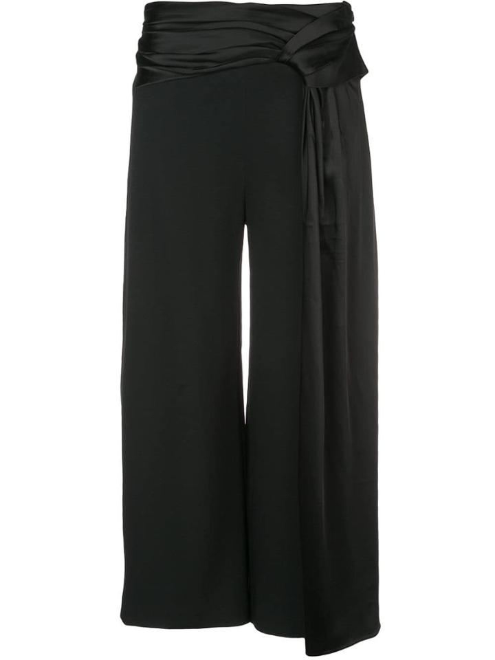 Jonathan Simkhai Fluid Satin Wrap Drape Pant - Black