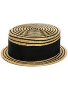 Saint Laurent Cotton-faille Trimmed Coated Faux Raffia Hat - Black