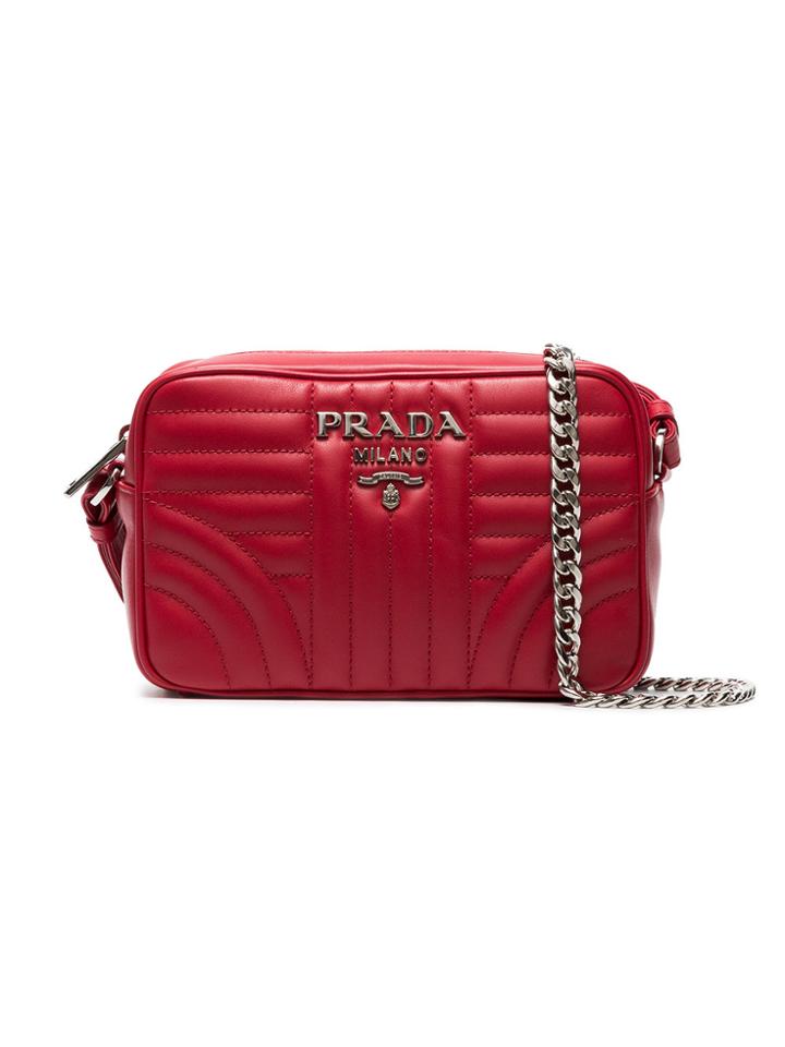 Prada Diagramme Cross Body Bag - Red