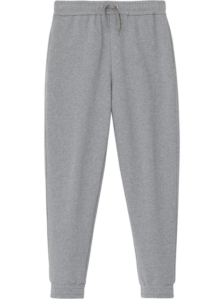 Burberry Logo Print Cotton Trackpants - Grey