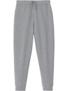 Burberry Logo Print Cotton Trackpants - Grey