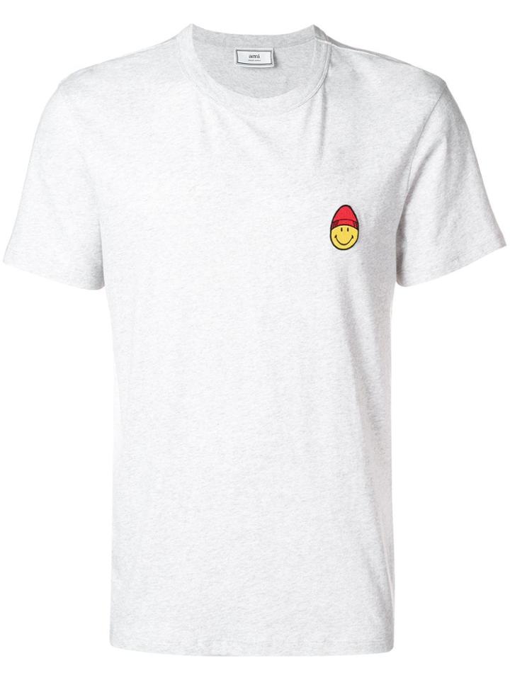 Ami Alexandre Mattiussi T-shirt Smiley Patch - Grey