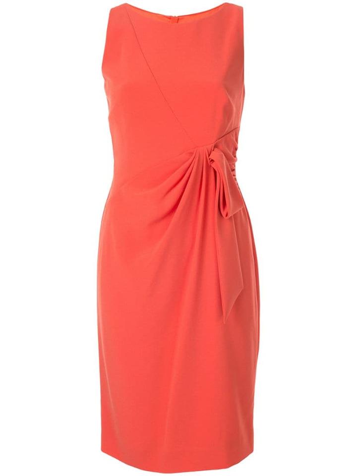 Paule Ka Draped Bow Fitted Dress - Orange