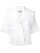 Msgm Fringed Tweed Jacket - White
