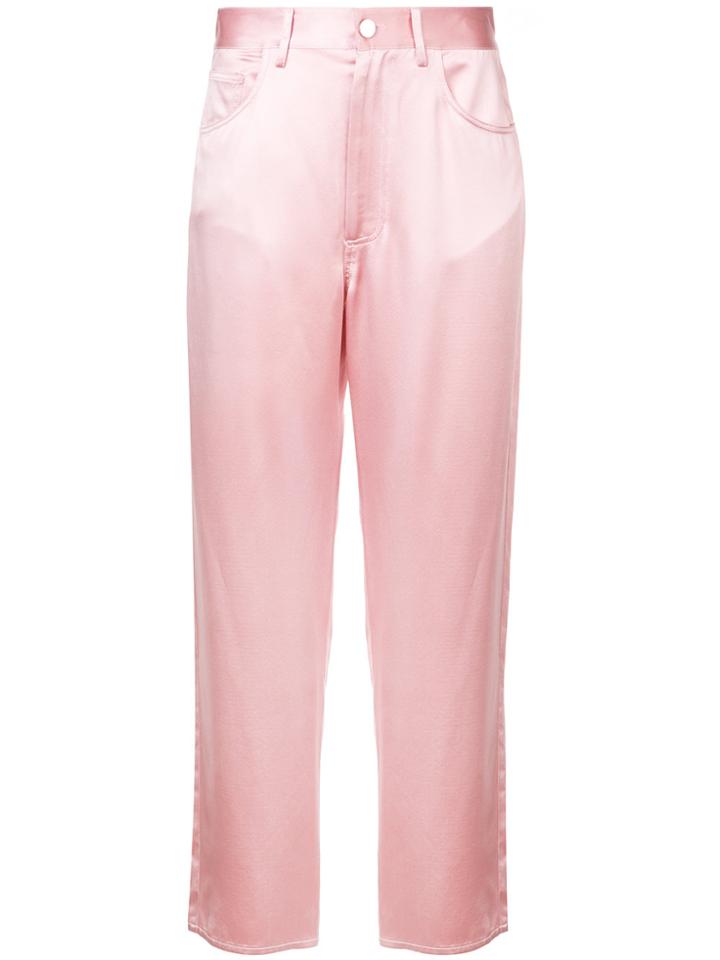 Fleur Du Mal Cropped Fitted Trousers - Pink & Purple