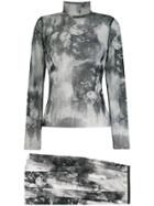 Jean Paul Gaultier Vintage Floral Sheer Print Top And Skirt Set -