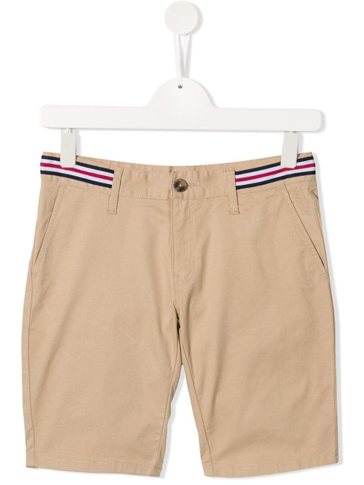 Hackett Kids Striped Waistband Chino Shorts - Brown