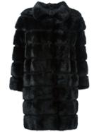 Simonetta Ravizza Panelled Fur Coat, Women's, Size: 46, Black, Mink Fur/silk