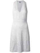 M Missoni V-neck Fitted Dress, Women's, Size: 38, Grey, Cotton/polyamide/polyester/viscose