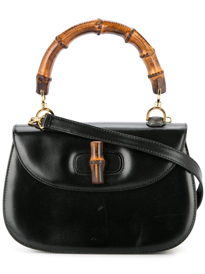 Gucci Vintage Bamboo Line 2way Hand Bag - Black