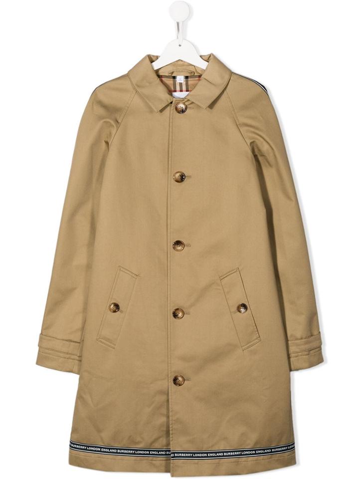 Burberry Kids Teen Bradley Logo Tape Trench - Neutrals