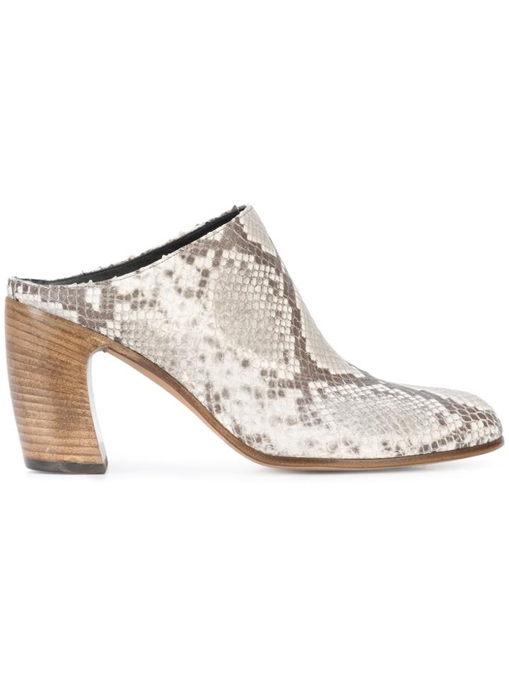 Ann Demeulemeester Snake-effect Mules - Grey