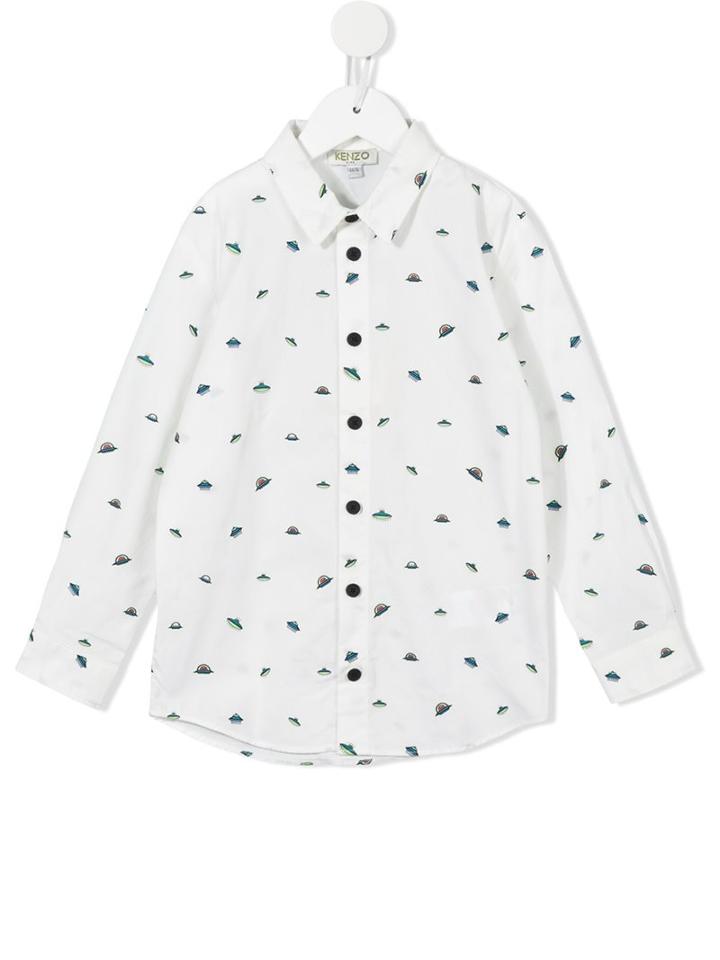 Kenzo Kids Spaceship Print Shirt, Boy's, Size: 12 Yrs, White