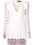 David Koma Flower Beads Dress - White