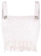Balmain Tweed Cropped Tank Top - White