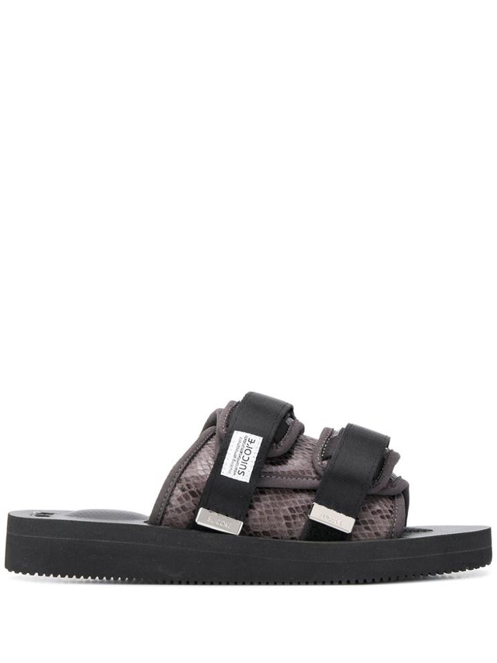 Suicoke Python Effect Sandals - Black