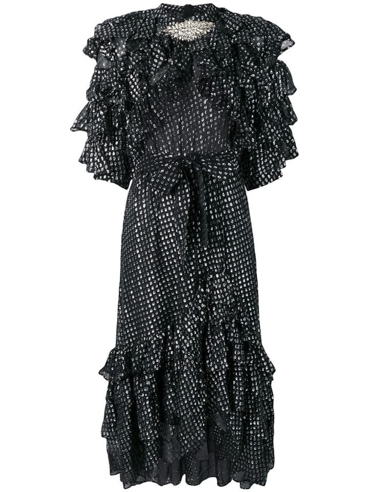 Dodo Bar Or Ruffle Short-sleeve Flared Dress - Black