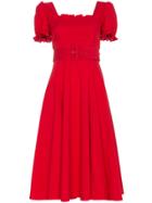 Staud Maryann Ruffle Sleeve Cotton Blend Dress - Red