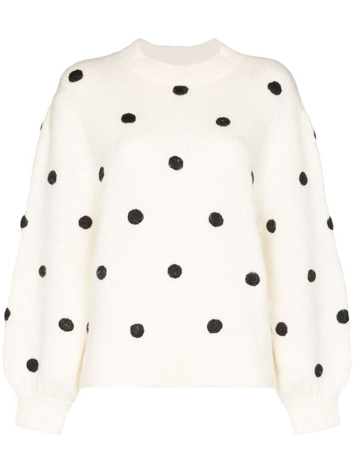 Rixo Ariana Polka-dot Sweater - White