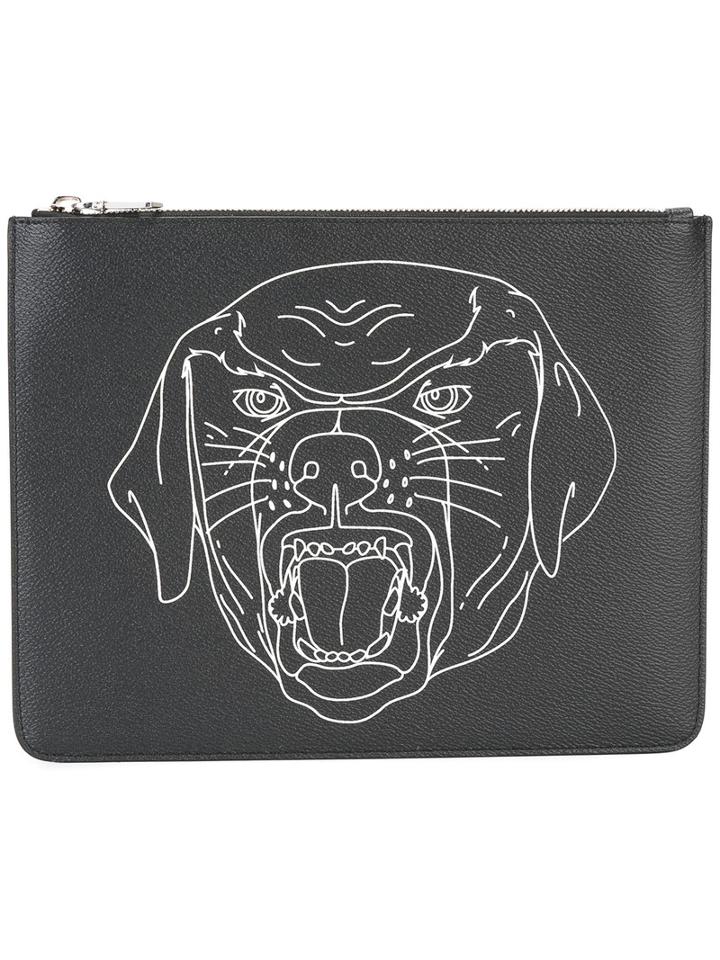Givenchy Rottweiler Print Pouch, Men's, Black, Cotton/polyurethane/polyester