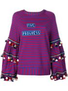 5 Progress Tassel Embellished Sweatshirt - Blue