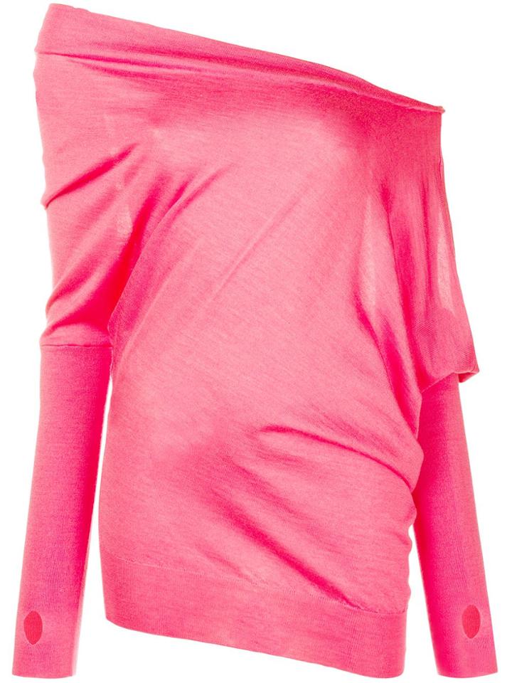 Tom Ford Off The Shoulder Knitted Top - Pink & Purple