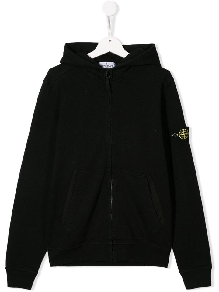 Stone Island Junior Zip-up Hoodie - Black