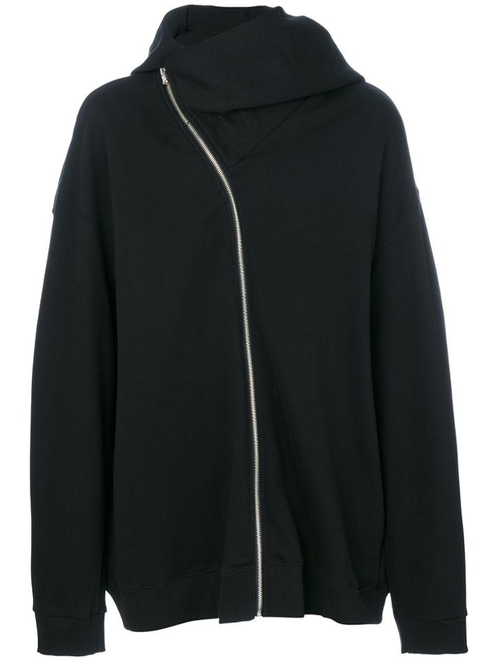 Yuiki Shimoji Asymmetric Neckline Hoodie - Black