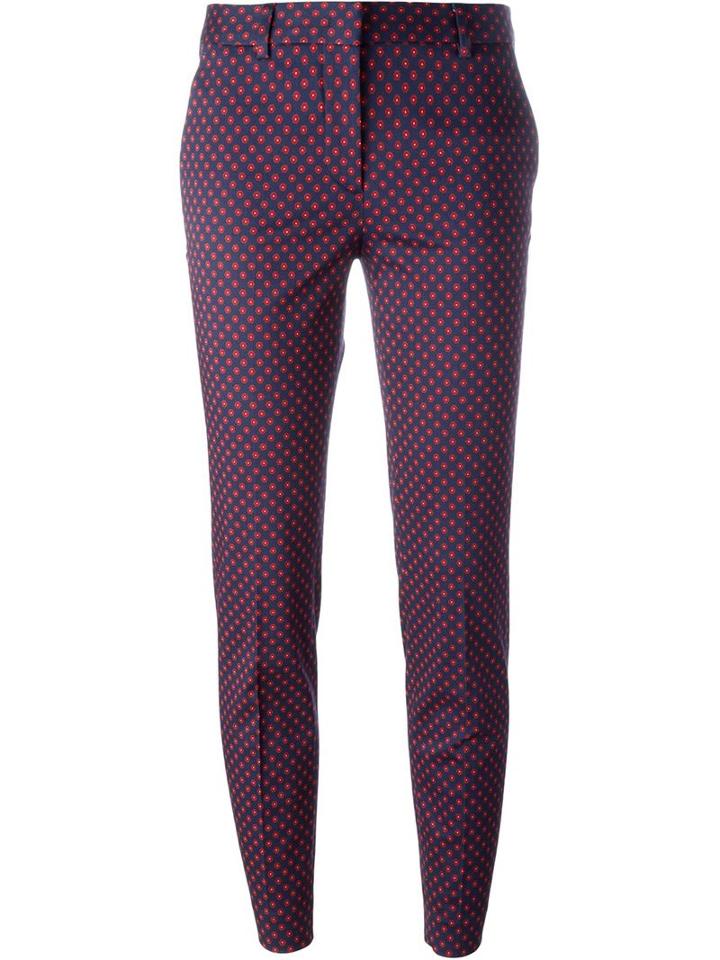 Alberto Biani Printed Trousers, Women's, Size: 40, Blue, Cotton/spandex/elastane