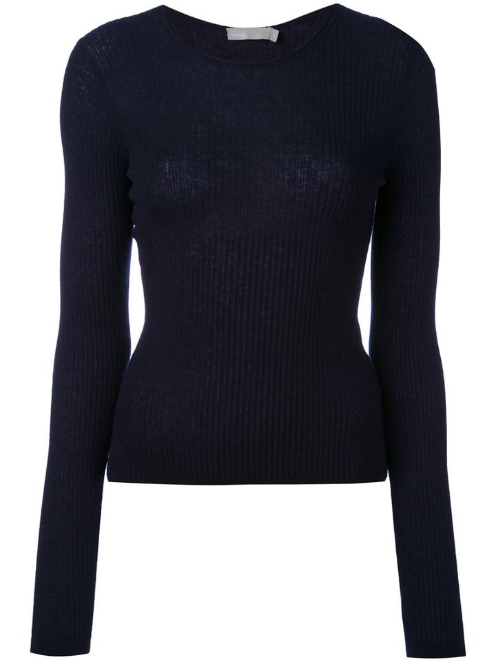 Vince - Rib Cropped Sweater - Women - Cashmere - Xs, Women's, Blue, Cashmere