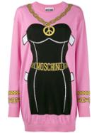 Moschino - Bustier Intarsia Knitted Dress - Women - Cotton - Xs, Women's, Pink/purple, Cotton