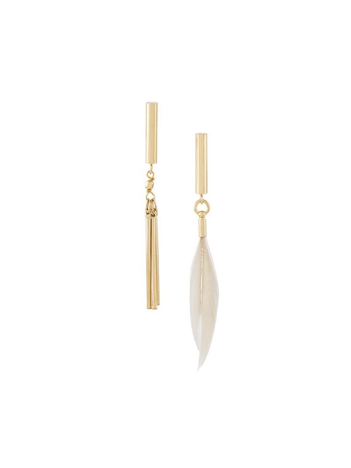 Isabel Marant Feather Drop Earrings, Women's, Metallic