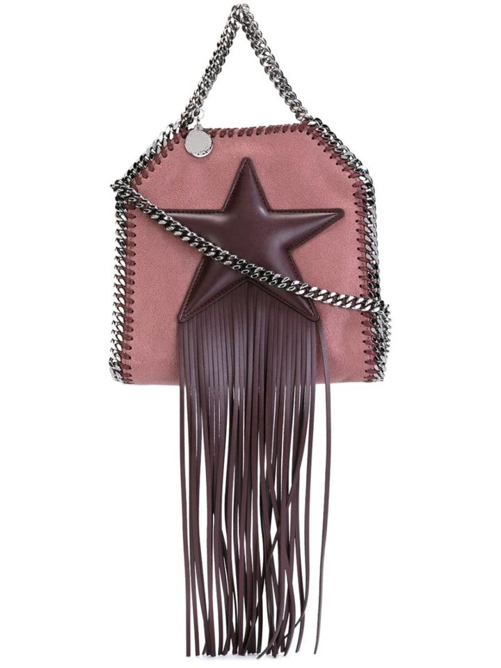 Stella Mccartney Tiny 'falabella Fringed Star' Tote, Women's, Pink/purple