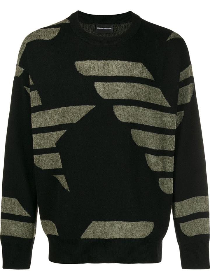 Emporio Armani Logo Knit Crewneck Sweater - Black
