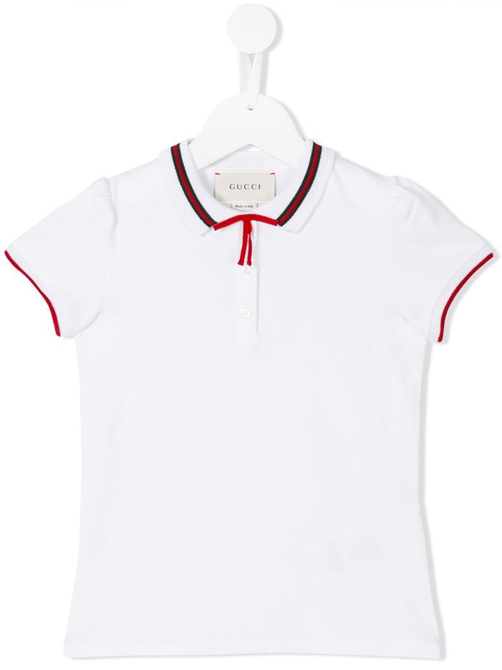 Gucci Kids Bow Detail Polo Shirt, Toddler Girl's, Size: 5 Yrs, White