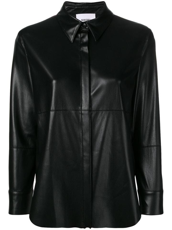 Nanushka Wet Look Shirt - Black