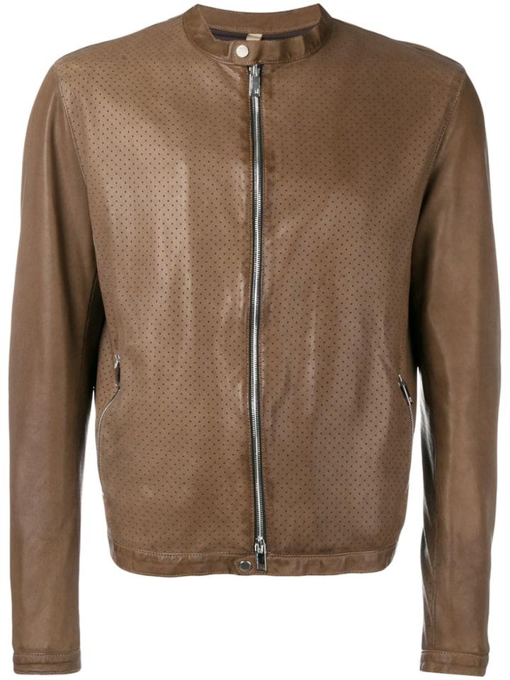 Tagliatore Classic Biker Jacket - Brown